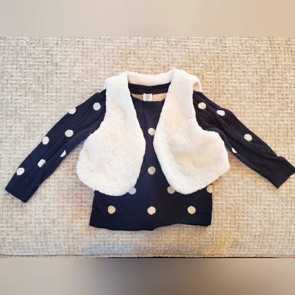 Baby Gap Black Polka Dot Sweater and Vest